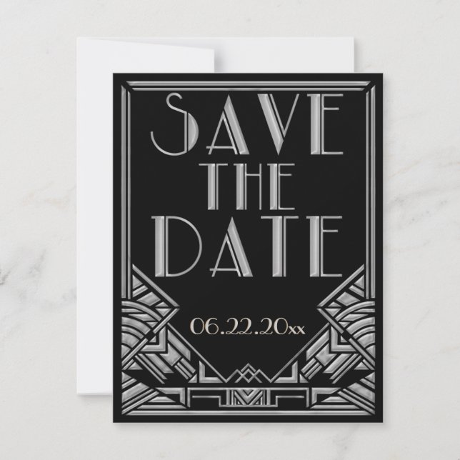 Save The Date Mariage de style Art déco, Enregistrez la date (Devant)