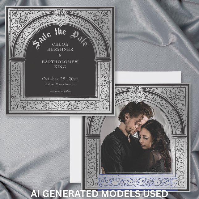 Save The Date Mariage de style gothique noir et argent (Créateur téléchargé)