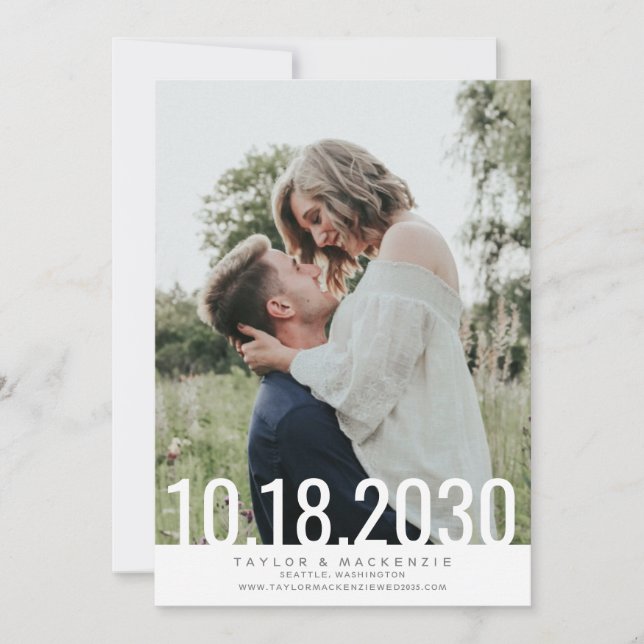 Save The Date Mariage De Superposition De Date Simple Gras Minim (Devant)