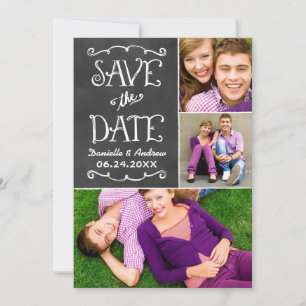 Save The Date Mariage de tableau de bord de script rustique noir