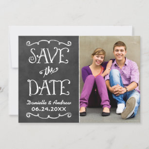Save The Date Mariage de tableau de bord de script rustique noir