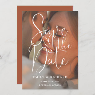 Save The Date Mariage de Terracotta Photo Élégant Script QR Code