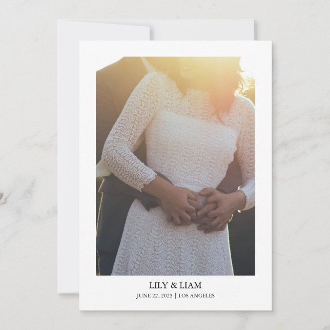 Save The Date Mariage de texte et de photo simple moderne (Devant)
