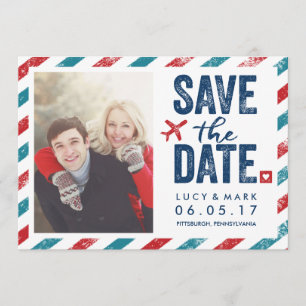 Save The Date Mariage de thème postal de destination Enregistr