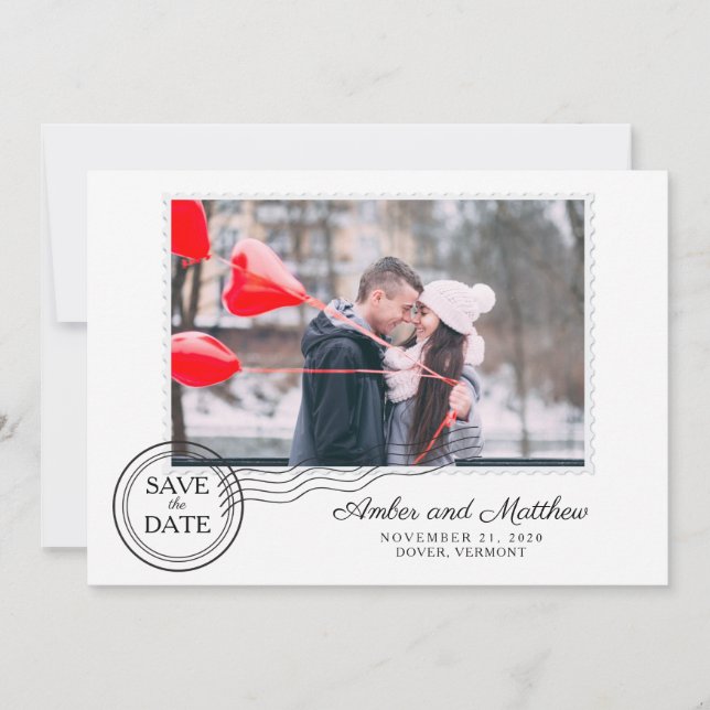 Save The Date Mariage de timbres postaux modernes Photo Enregist (Devant)