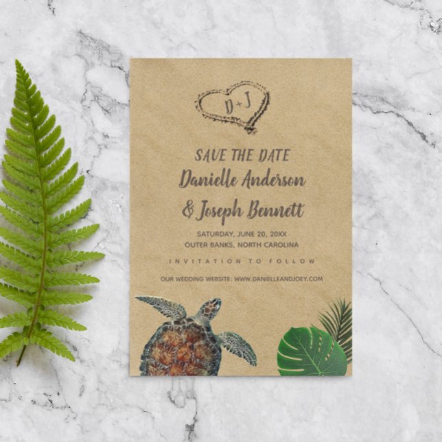 Save The Date Mariage de tortue marine de plage tropicale Enregi (Créateur téléchargé)