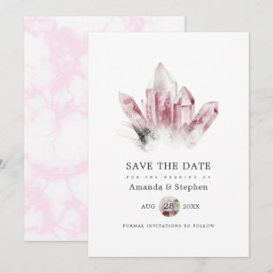 Save The Date Mariage de tourmaline rose et de marbre