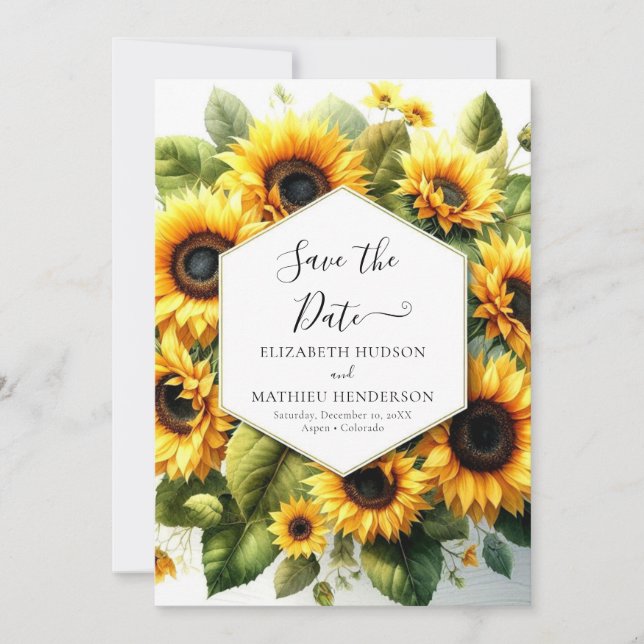 Save The Date Mariage de tournesol à fleurs lunaires (Devant)