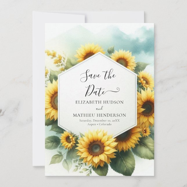 Save The Date Mariage de tournesol chic magique (Devant)