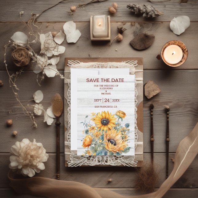 Save The Date Mariage de tournesol d'aquarelle d'automne (Créateur téléchargé)