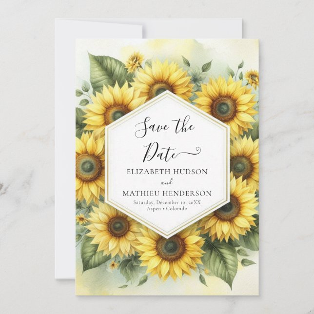 Save The Date Mariage de tournesol floral numérique (Devant)