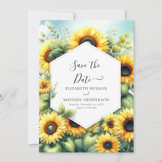 Save The Date Mariage de tournesol magique (Devant)