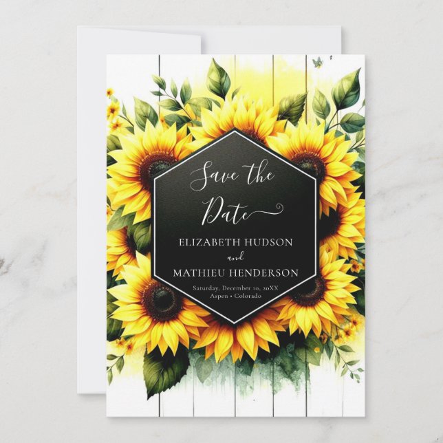 Save The Date Mariage de tournesol minime unique (Devant)