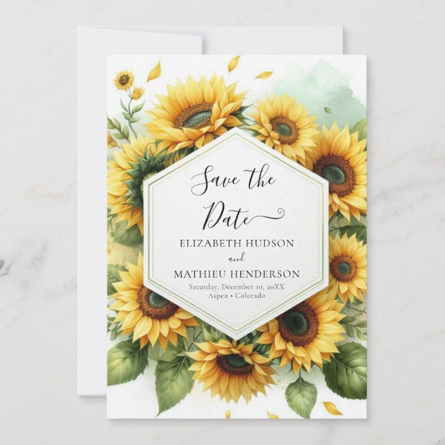Save The Date Mariage de tournesol numérique romantique (Devant)
