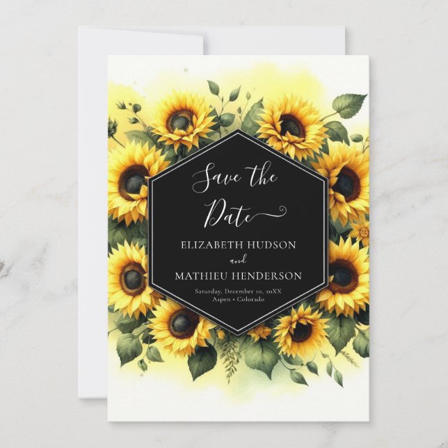 Save The Date Mariage de tournesol photo romantique (Devant)