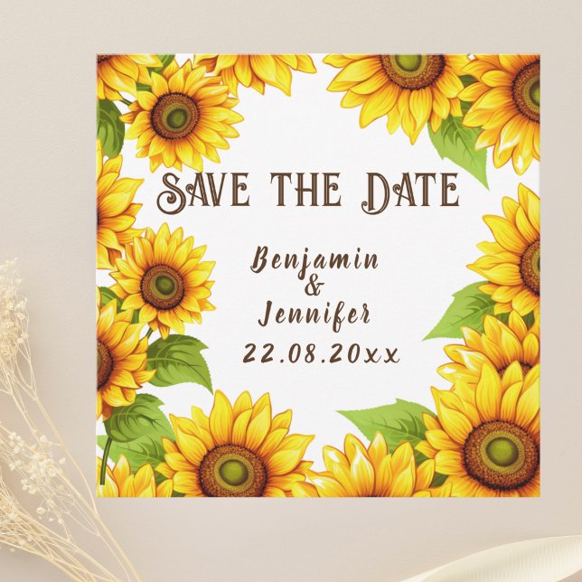 Save The Date Mariage de tournesol rustique (Créateur téléchargé)
