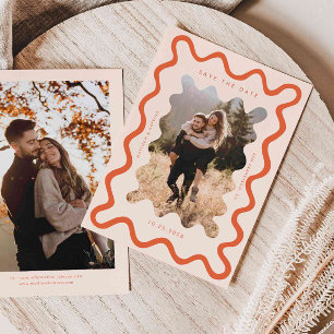 Save The Date Mariage de trame ondulé orange