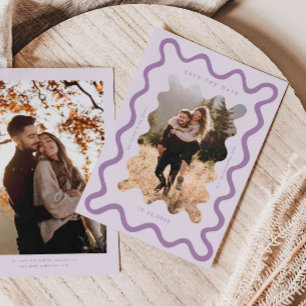 Save The Date Mariage de trame violet très ondulé