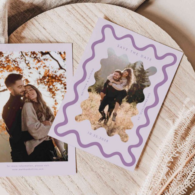 Save The Date Mariage de trame violet très ondulé (Créateur téléchargé)