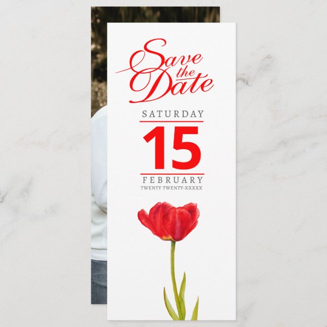 Save The Date Mariage de tulipe rouge enregistrer la date (Devant / Derrière)