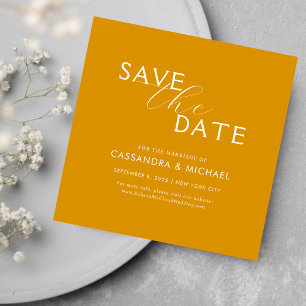 Save The Date Mariage de typographie de la moutarde jaune tendan