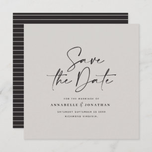 Save The Date mariage de typographie décontracté noir gris
