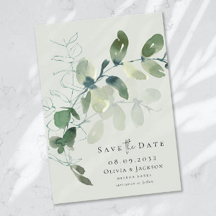 Save The Date Mariage de typographie Eucalyptus moderne