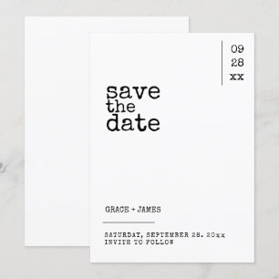 Save The Date Mariage de typographie minimaliste simple