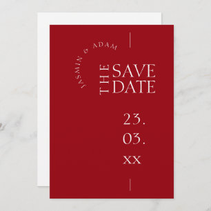 Save The Date Mariage de typographie moderne Crimson Rouge