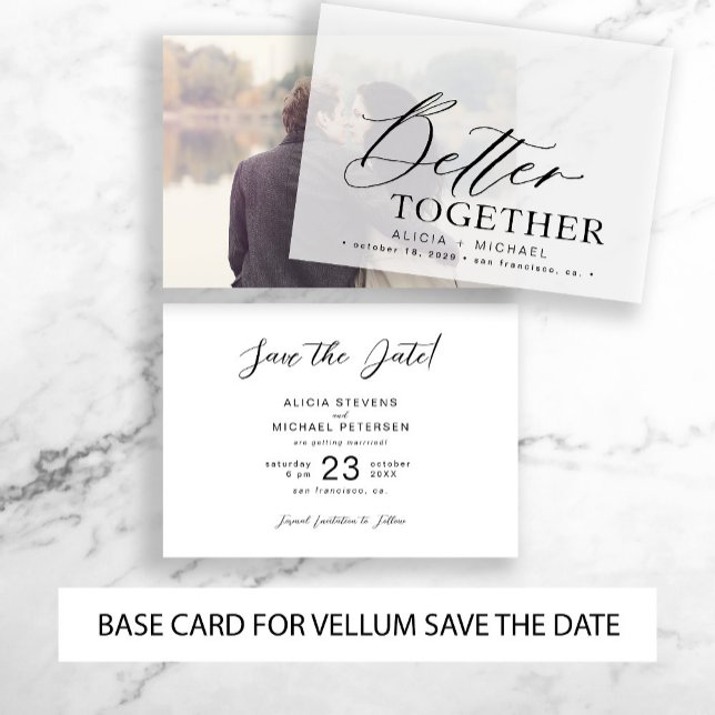 Save The Date Mariage de typographie moderne enregistrer la date (Pair this card with a vellum overlay save the date)