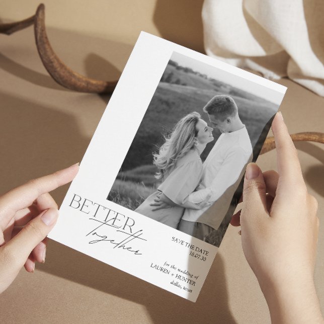 Save The Date Mariage de typographie moderne noir et blanc (Créateur téléchargé)