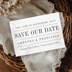 Save The Date Mariage de typographie moderne Série simple