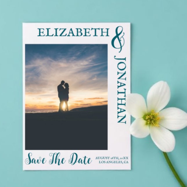 Save The Date Mariage de typographie moderne Turquoise foncé (Créateur téléchargé)