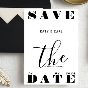 Save The Date Mariage de typographie noir et blanc élégant