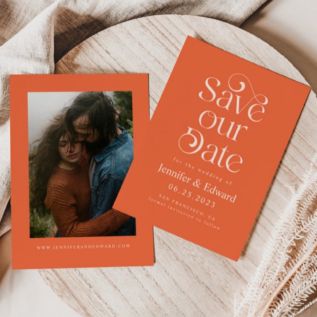 Save The Date Mariage de typographie orange (Créateur téléchargé)