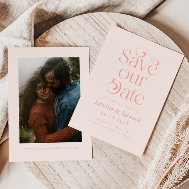 Save The Date Mariage de typographie rose vierge (Créateur téléchargé)