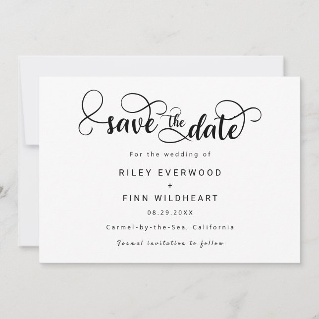 Save The Date Mariage de typographie simple enregistrer l'invita (Devant)