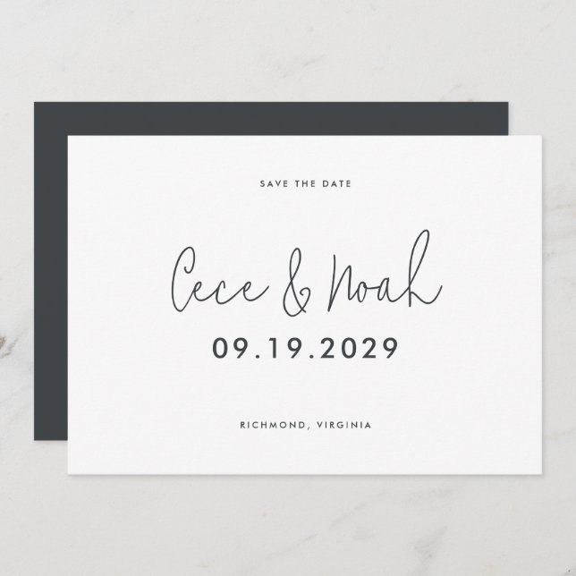 Save The Date Mariage de typographie simple et moderne (Devant / Derrière)