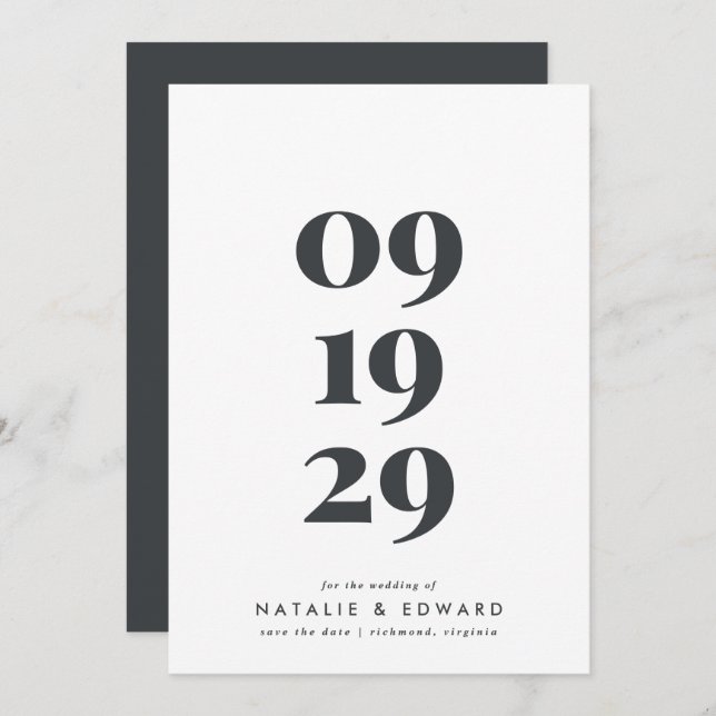 Save The Date Mariage de typographie simple et moderne (Devant / Derrière)