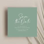 Save The Date mariage de typographie verte décontracté<br><div class="desc">Décontracté script sauge vert typographie mariage enregistrer la date faire-part.</div>