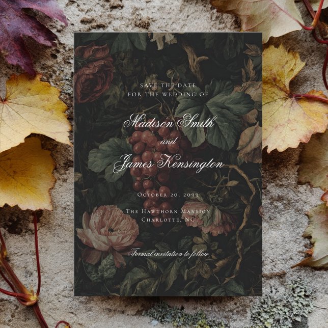 Save The Date Mariage de Vendange d'Automne Sombre et Romantique (Créateur téléchargé)