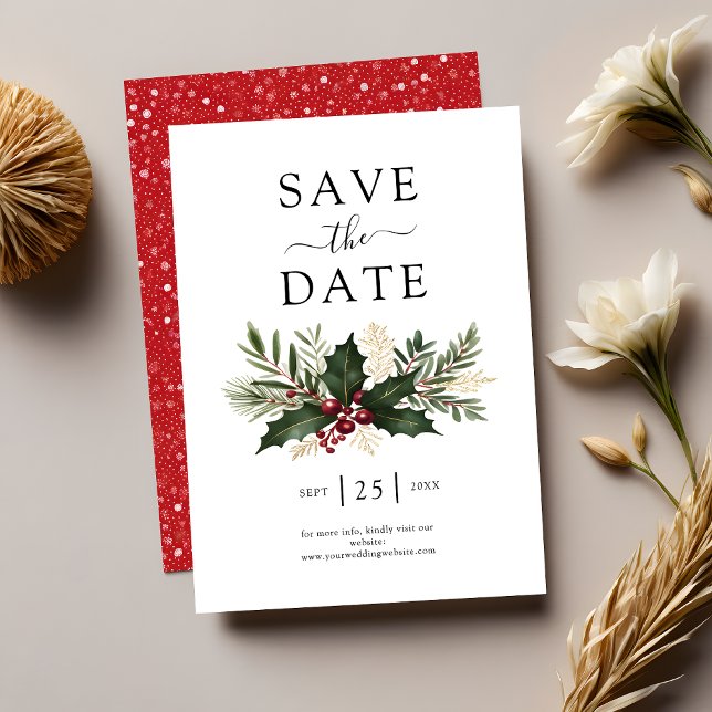 Save The Date Mariage de verdure de Noël rustique (Créateur téléchargé)