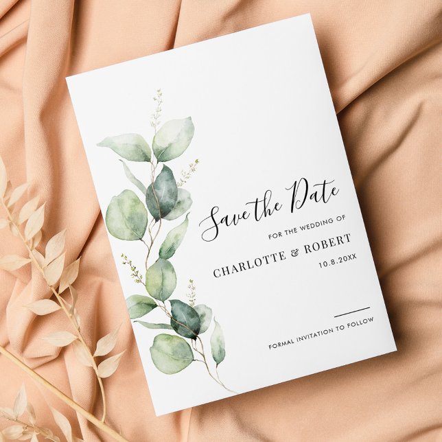 Save The Date Mariage de verdure Eucalyptus (Eucalyptus Greenery Wedding Save the Date Announcement)