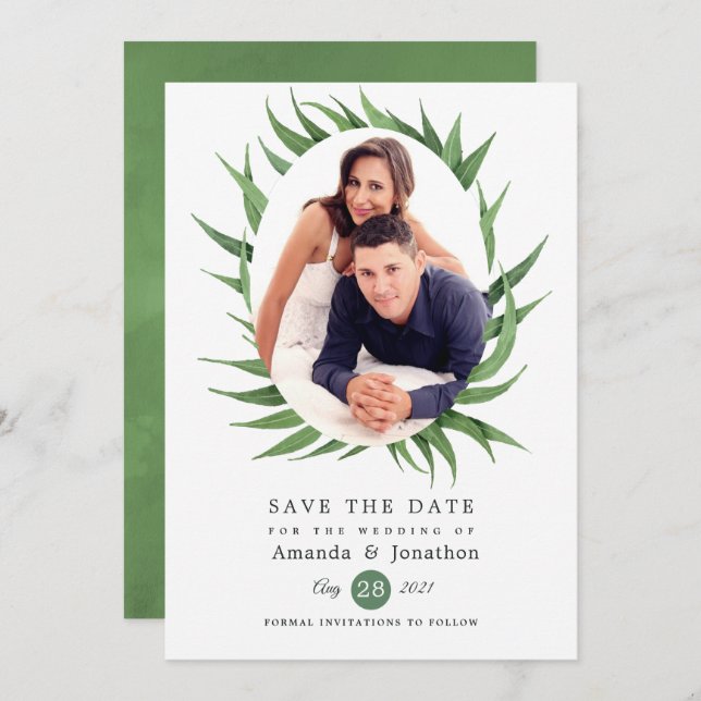 Save The Date Mariage de verdure forestière (Devant / Derrière)