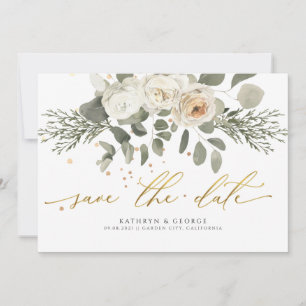 Save The Date Mariage de verdure végétale de corail doux