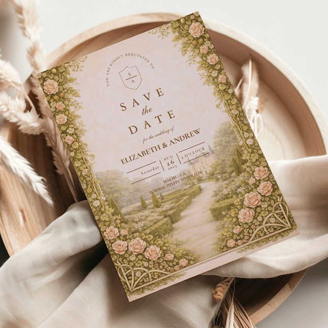 Save The Date Mariage de vigne de jardin rustique (Créateur téléchargé)