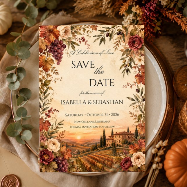 Save The Date Mariage de vignoble en automne (Créateur téléchargé)