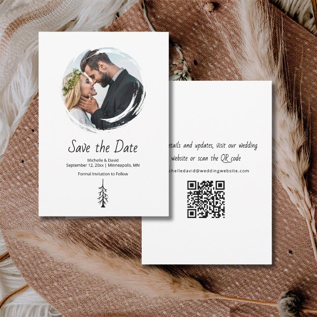 Save The Date Mariage Décontracté Rustique Boho Pine Tree (Créateur téléchargé)