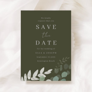 Save The Date Mariage d'élégance de la feuille verte d'olive div
