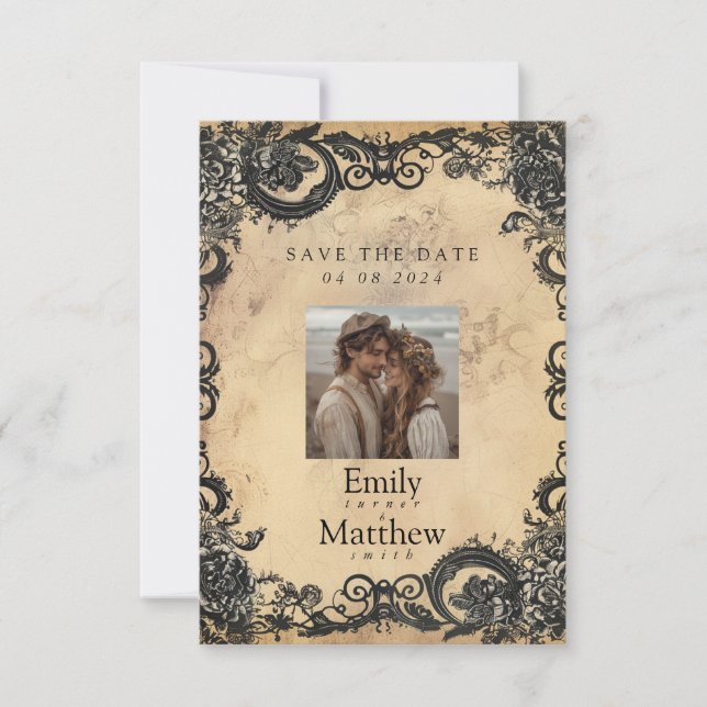 Save The Date Mariage d'élégance gothique victorienne (Devant)